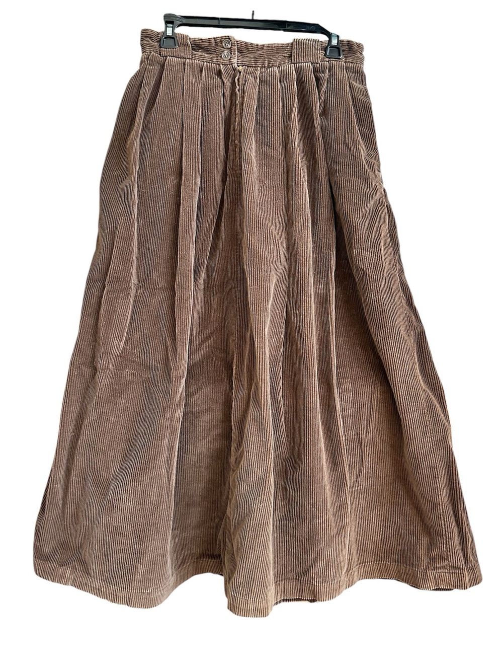 Vintage Ralph Lauren Corduroy Skirt Brown Pleated Midi A-Line Talon Zip 14